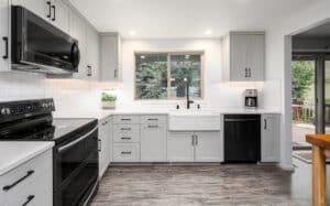 Anacortes Kitchen Remodel additional wide view of sink | True Bearing Built